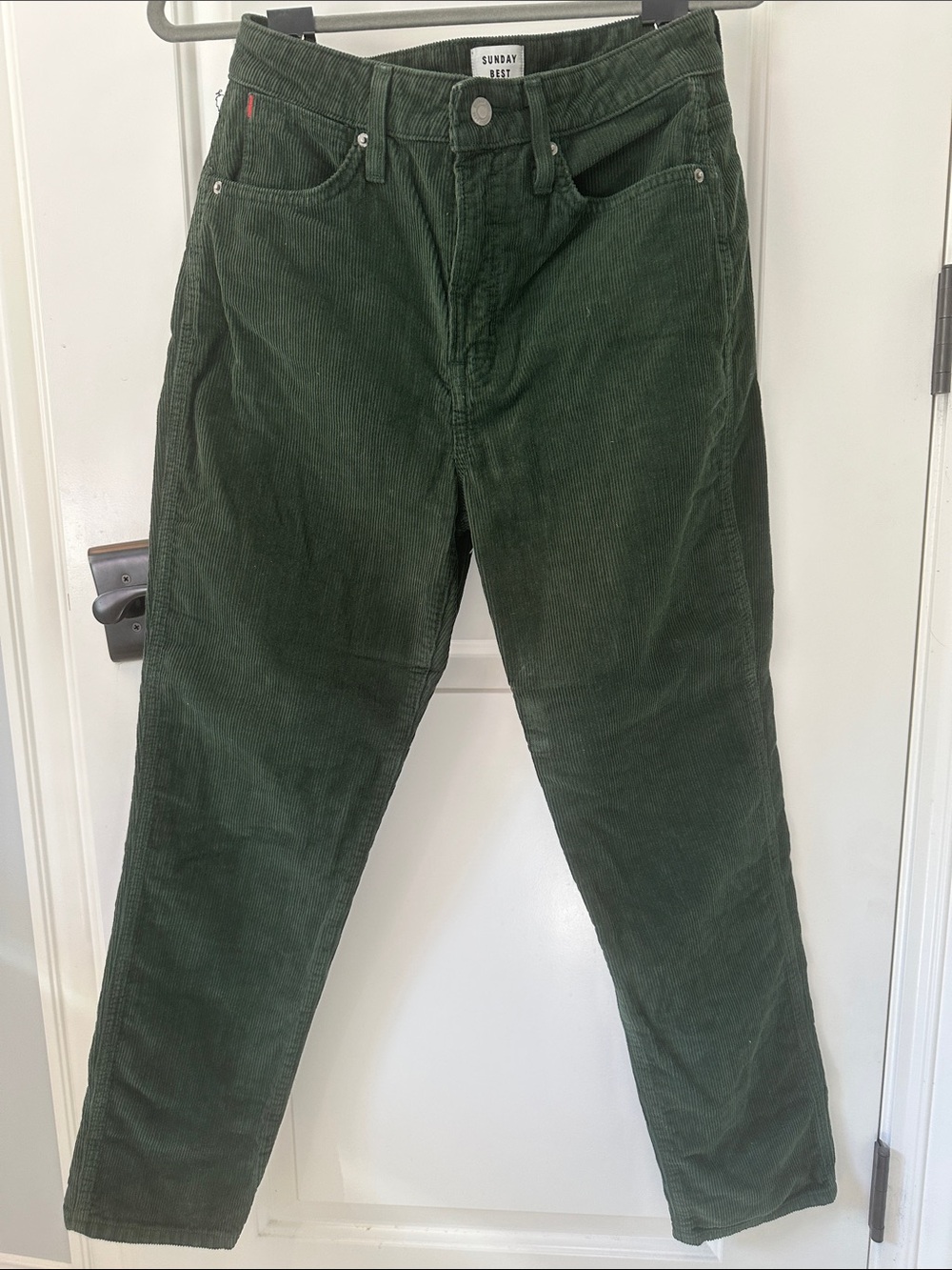 ARITZIA Sunday Best Deep Green Corduroy Straight-Leg Pants